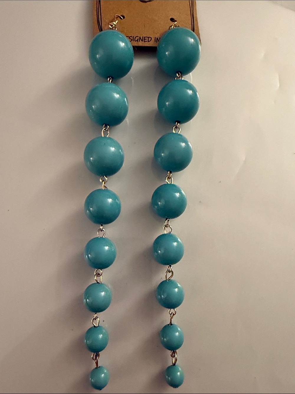 Long Turquoise Beaded Drop Earrings for Women